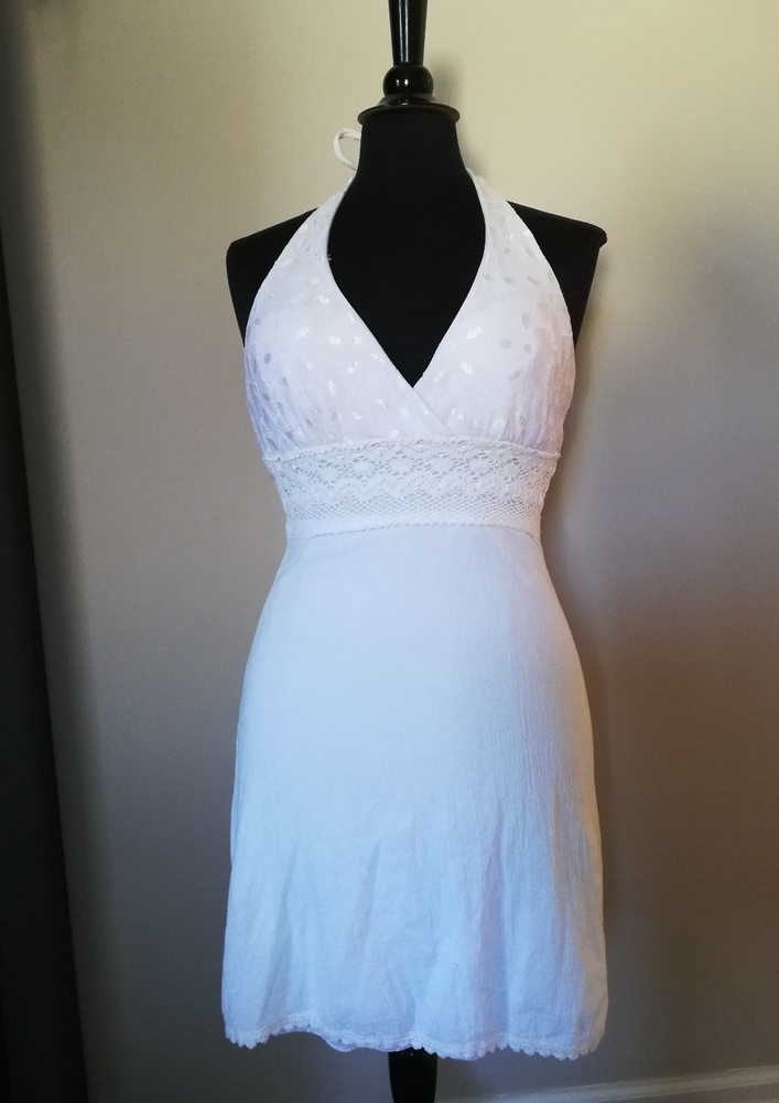 White summer dress, halter